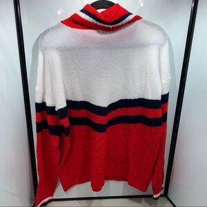 Crown & Ivy Turtleneck Sweater Women Size Large Red White
